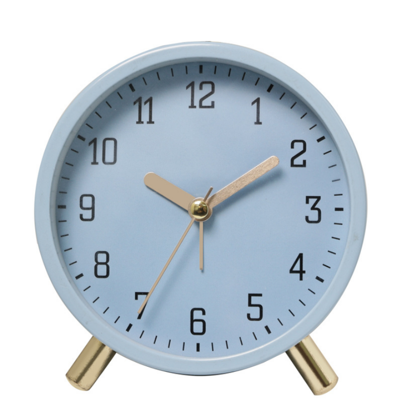 Desk Clock Analog Silent Sweep Metal Glass Battery Operated