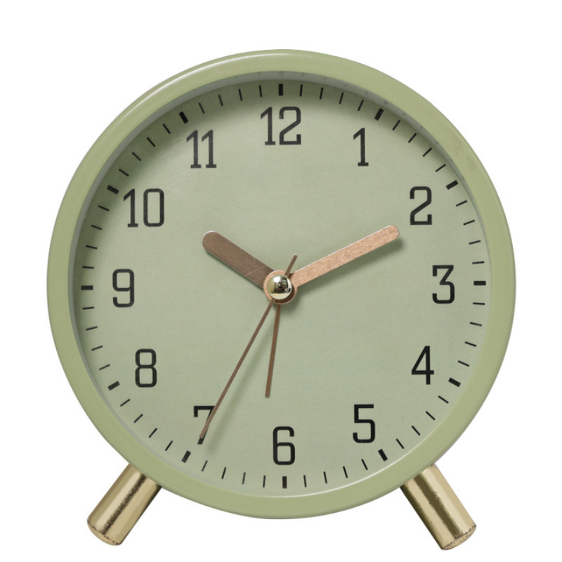 Desk Clock Analog Silent Sweep Metal Glass Battery Operated
