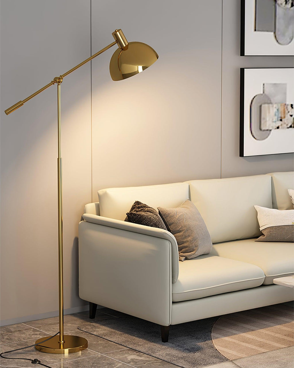 Gold Rocker-Arm Metal Floor Lamp 34.6"