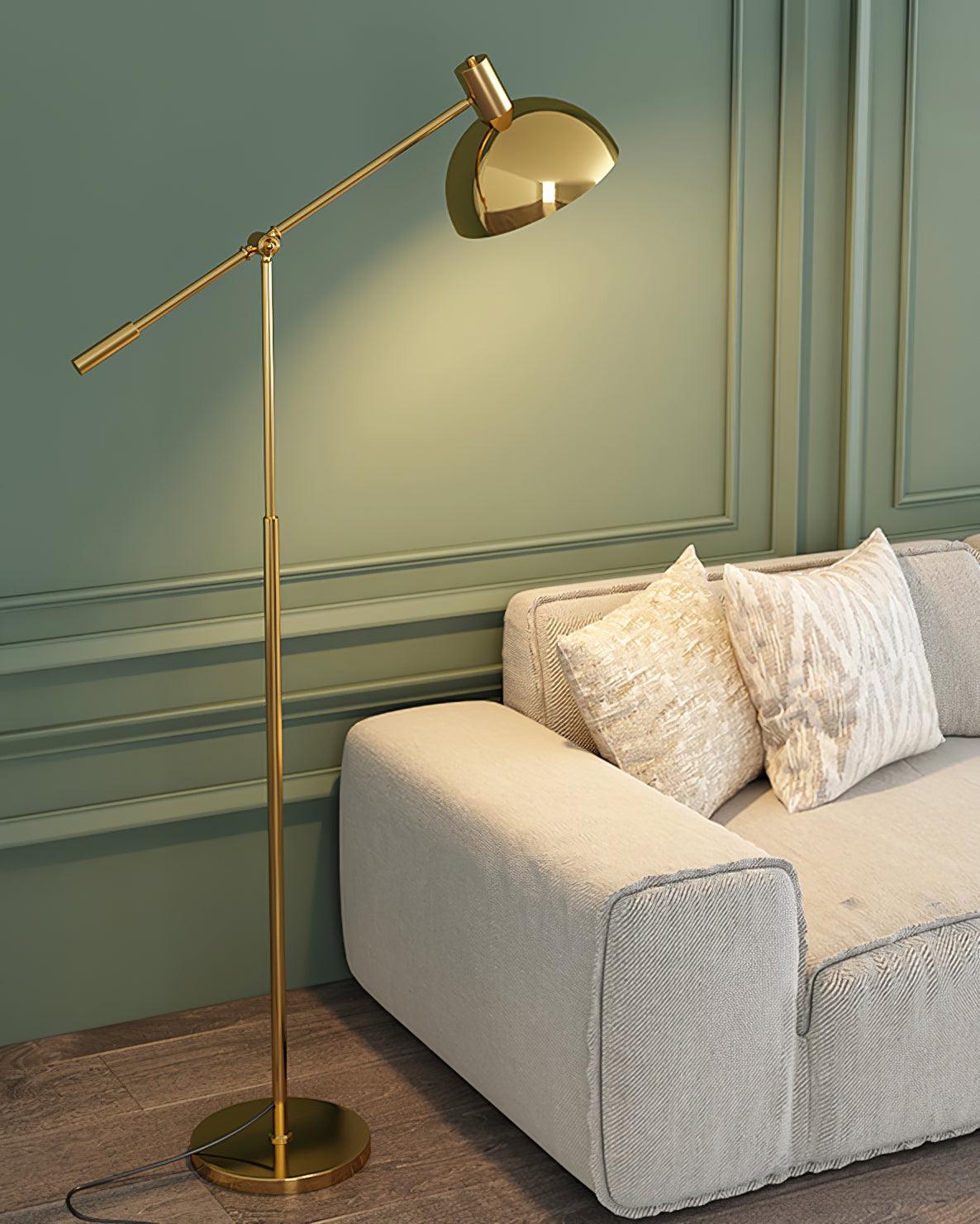 Gold Rocker-Arm Metal Floor Lamp 34.6"