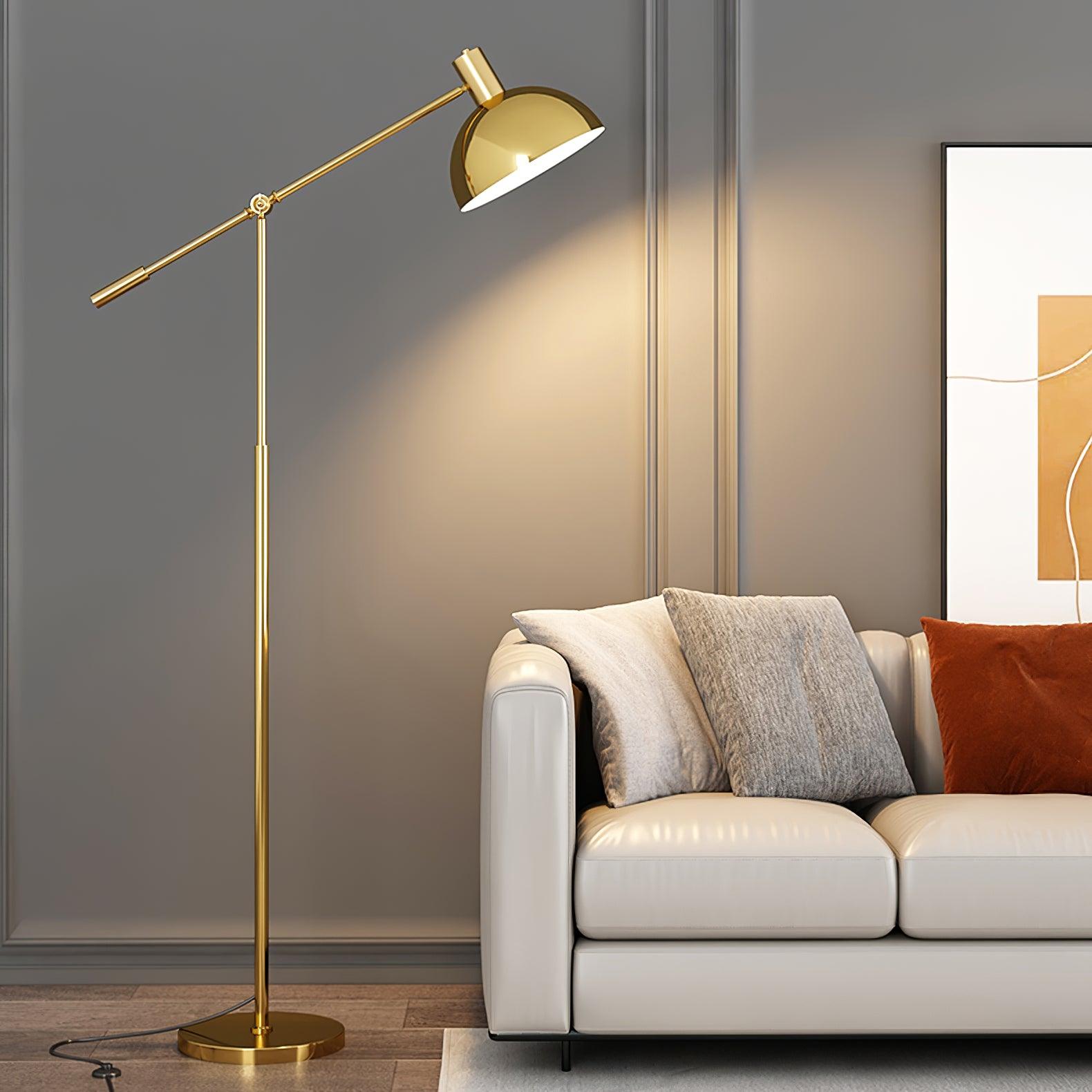 Gold Rocker-Arm Metal Floor Lamp 34.6"
