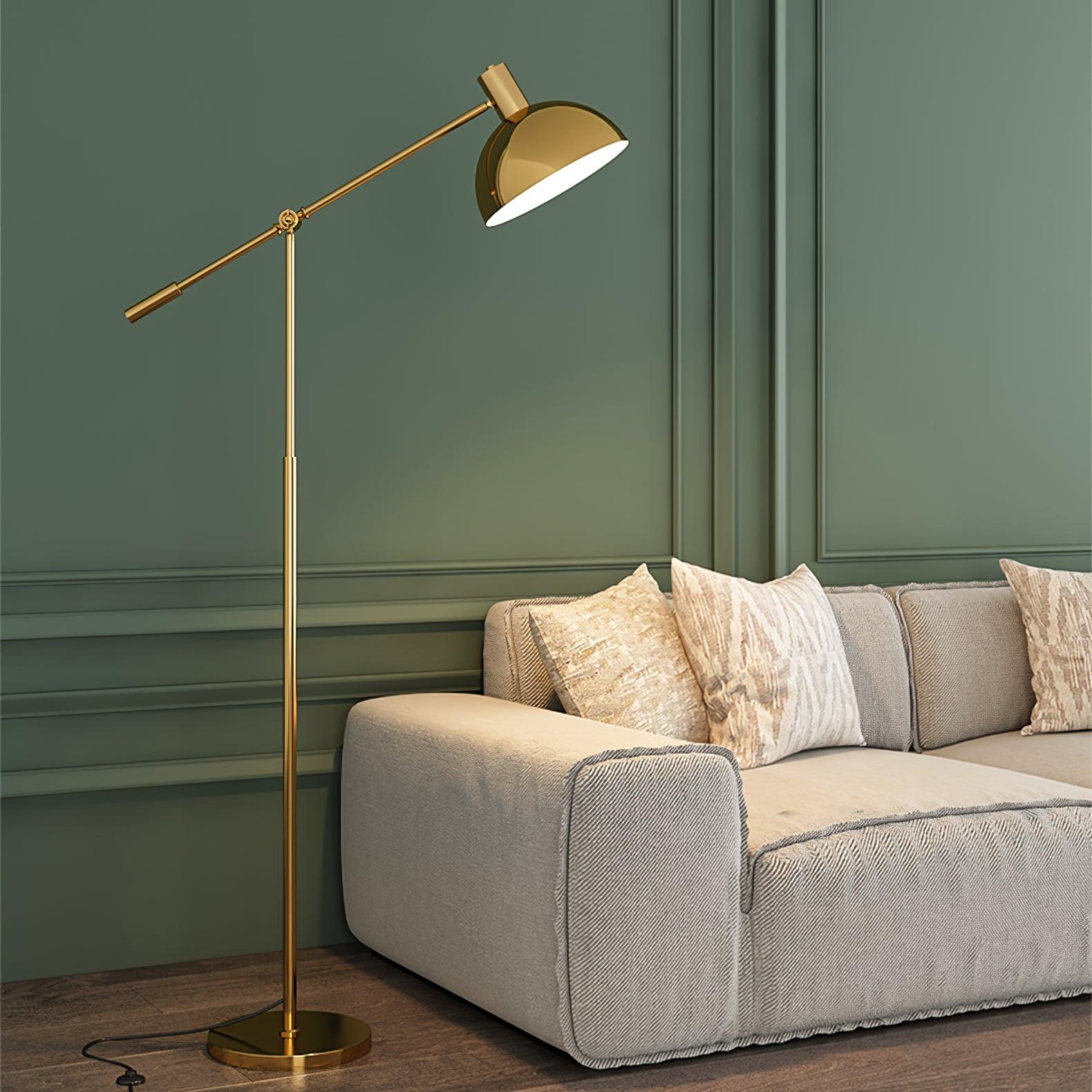 Gold Rocker-Arm Metal Floor Lamp 34.6"