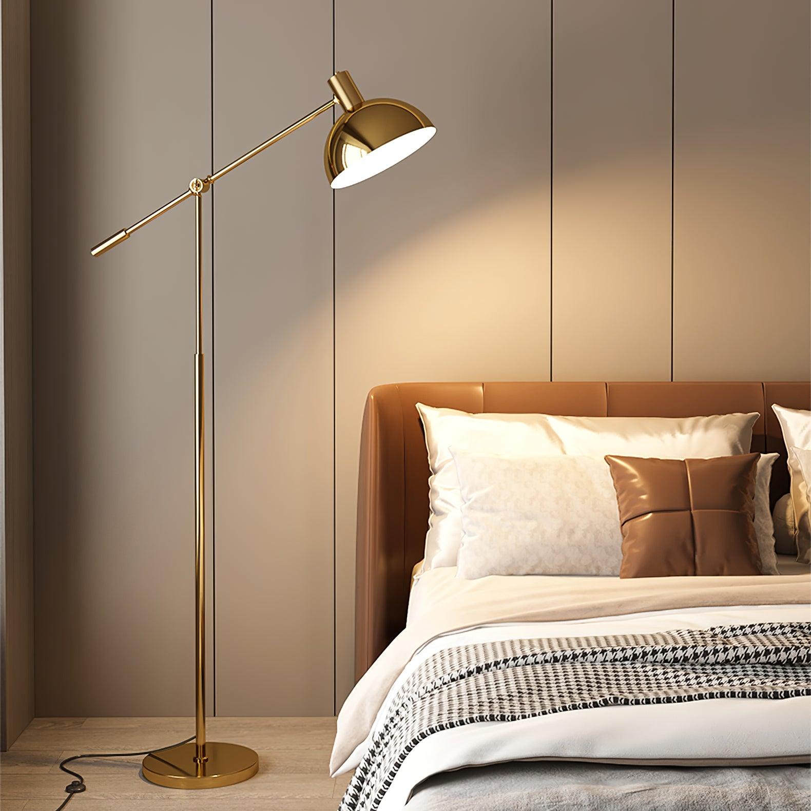 Gold Rocker-Arm Metal Floor Lamp 34.6"