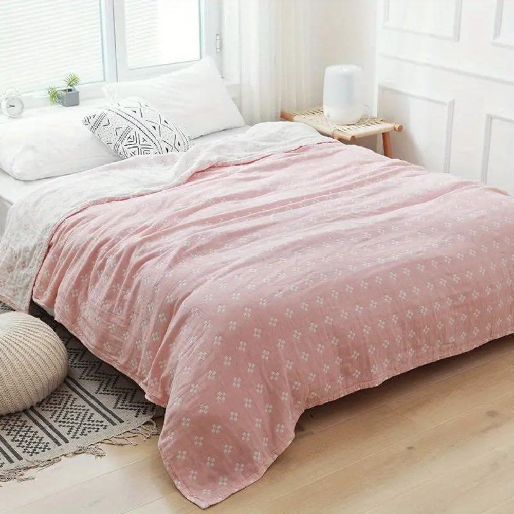 Diamond Loom: Breathable Cotton Blanket with Geometric Pattern and Light Texture – for Sofa and Bedroom