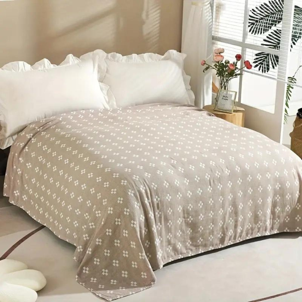Diamond Loom: Breathable Cotton Blanket with Geometric Pattern and Light Texture – for Sofa and Bedroom