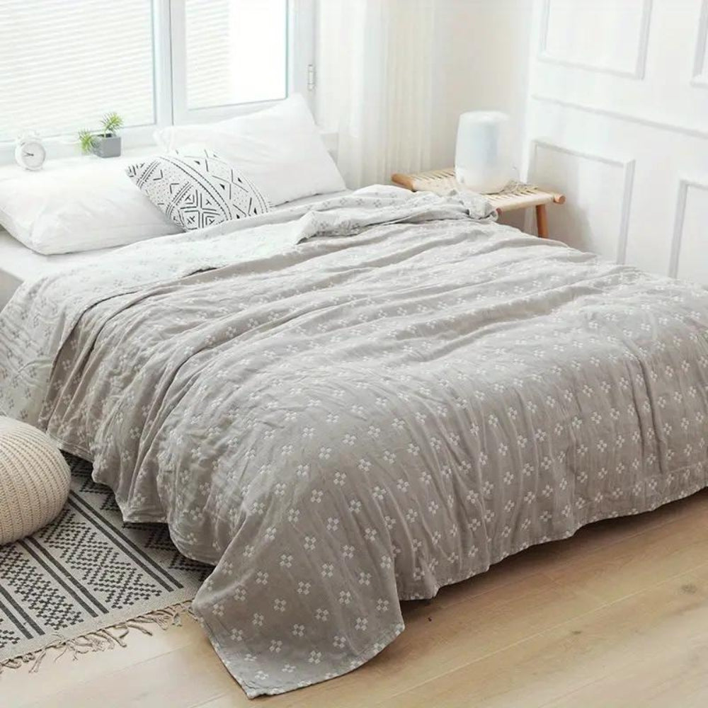 Diamond Loom: Breathable Cotton Blanket with Geometric Pattern and Light Texture – for Sofa and Bedroom