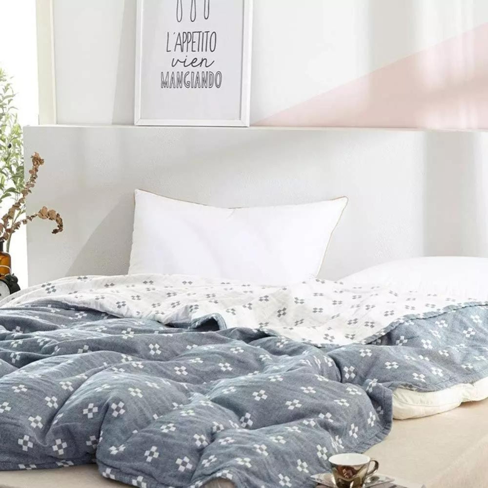 Diamond Loom: Breathable Cotton Blanket with Geometric Pattern and Light Texture – for Sofa and Bedroom