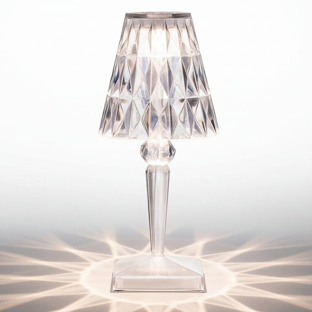 LED Table Lamp Rechargeable Cordless Diamond Design Ambient Light
