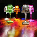 LED Table Lamp Rechargeable Cordless Diamond Design Ambient Light