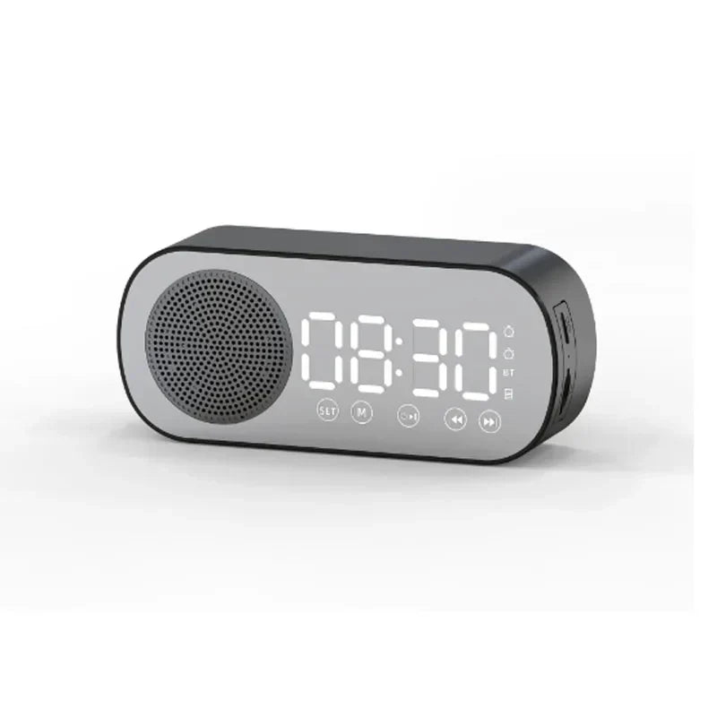 Digital Alarm Clock, LED Mirror Display, Bluetooth Speaker, FM Radio Function
