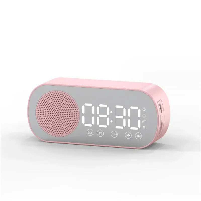 Digital Alarm Clock, LED Mirror Display, Bluetooth Speaker, FM Radio Function