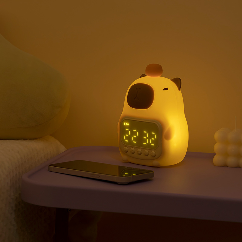 Digital Alarm Clock, LED Display, USB-C Rechargeable, Silicone ABS Material