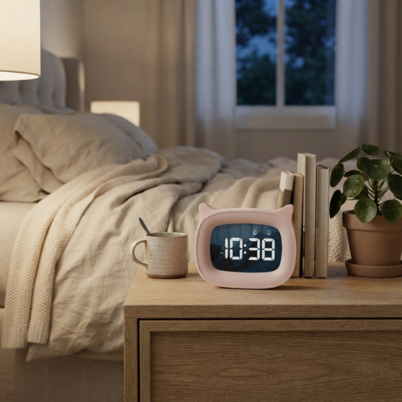 Digital Alarm Clock Voice Activated Dual Alarm Rechargeable