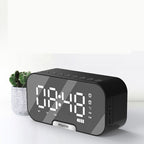 Digital Alarm Clock Bluetooth Speaker LED Display Rechargeable Battery
