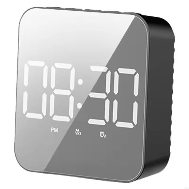 LED Digital Clock with Alarm, Sound Activated Screen, Indoor Temperature Display, Compact Square