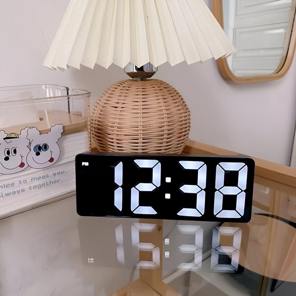 Alarm Clock Digital LED Mirror Display USB Battery Powered