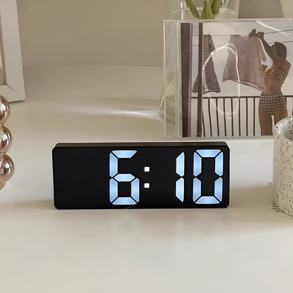 Alarm Clock Digital LED Mirror Display USB Battery Powered