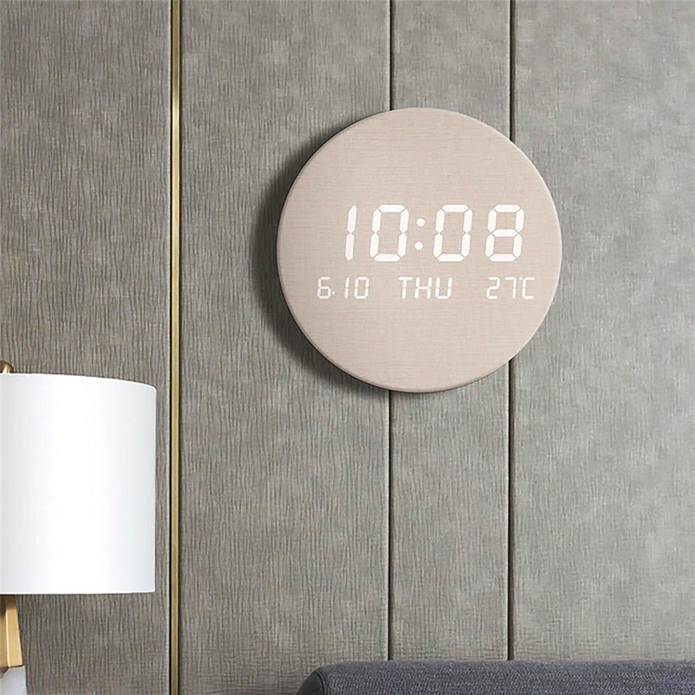 Minimalist Scandinavian Wall Clock – Digital Display, Rechargeable Battery, MDF PVC, 7.68 Inch Modern Home Clock