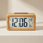 Wooden Digital Alarm Clock LED Display with Temperature Sensor and Calendar