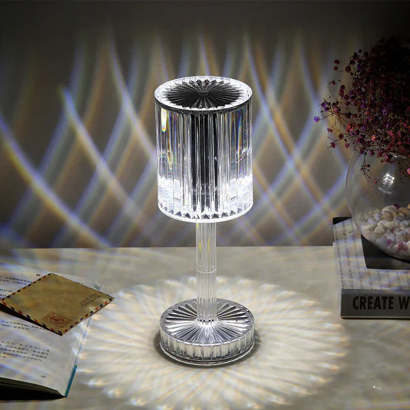 Table Lamp Crystal LED Dimmable USB Rechargeable, Elegant Design