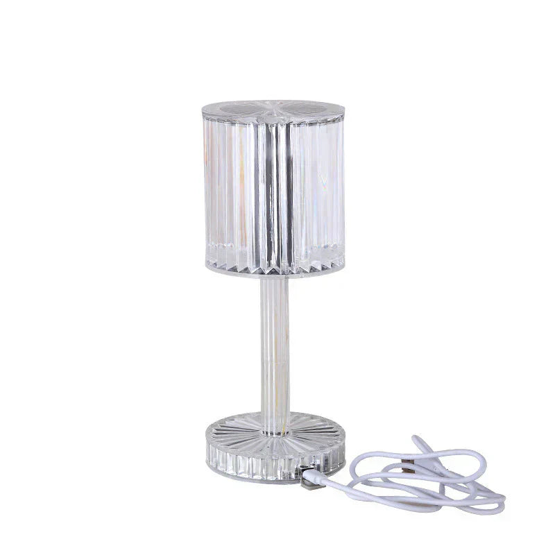 Table Lamp Crystal LED Dimmable USB Rechargeable, Elegant Design