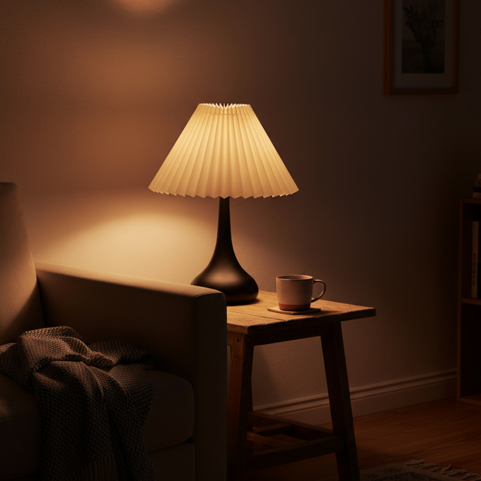 Table Lamp Metal Fabric Shade Dimmable LED USB Powered