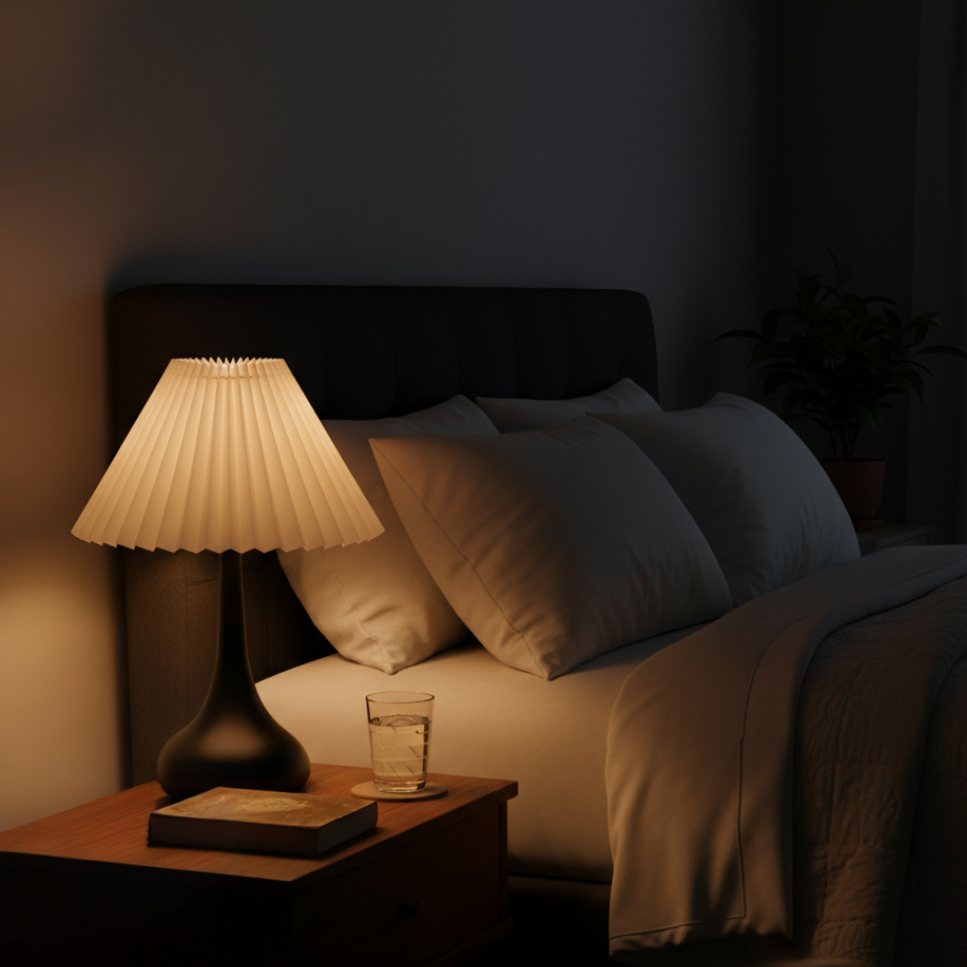 Table Lamp Metal Fabric Shade Dimmable LED USB Powered