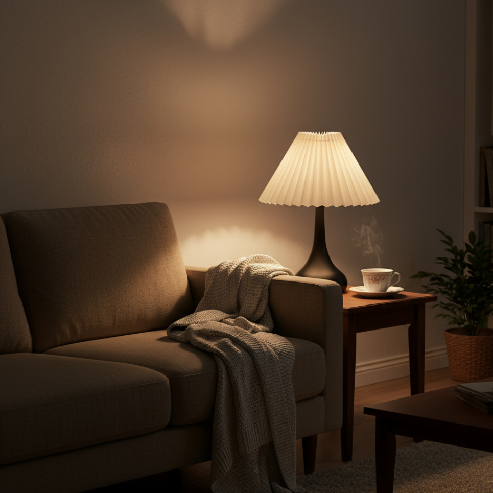 Table Lamp Metal Fabric Shade Dimmable LED USB Powered