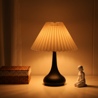 Table Lamp Metal Fabric Shade Dimmable LED USB Powered