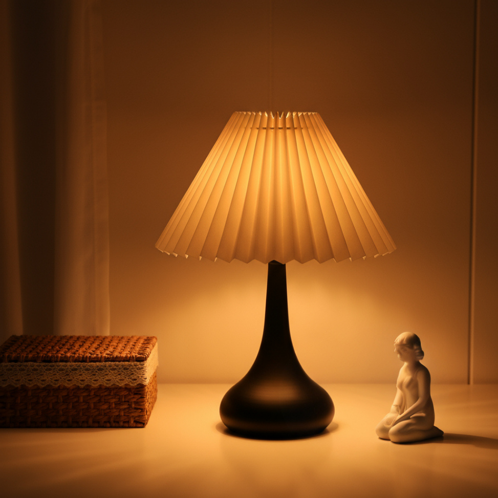 Table Lamp Metal Fabric Shade Dimmable LED USB Powered