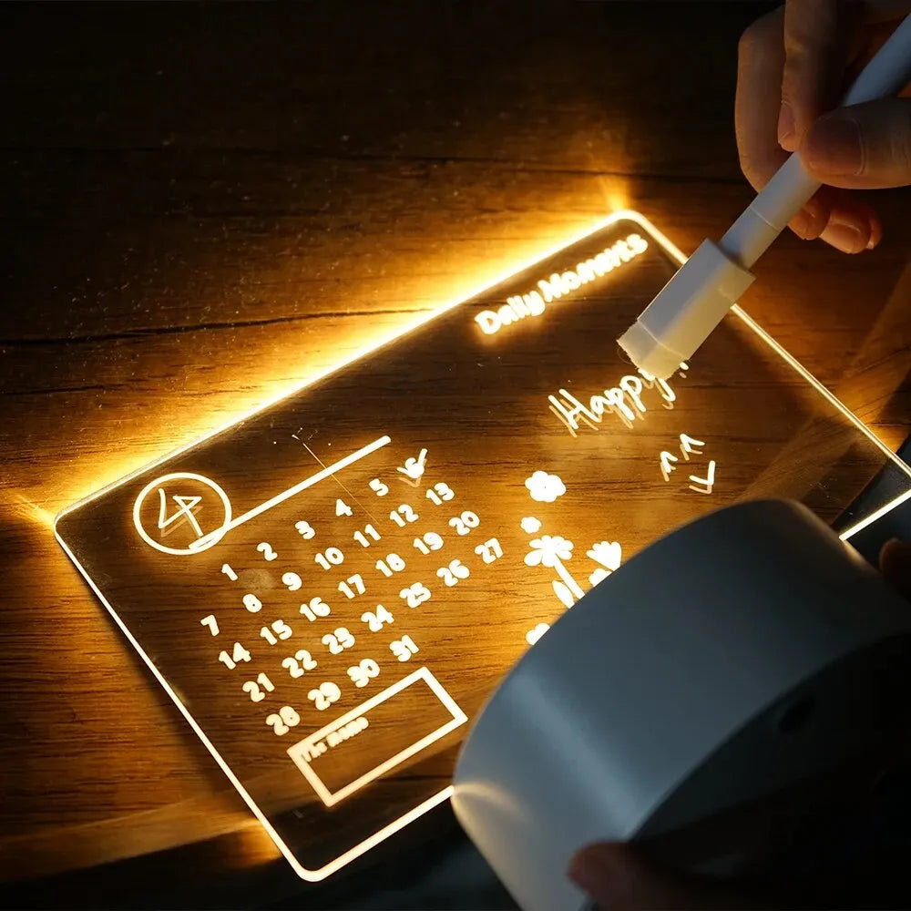 Table Lamp LED Dimmable Acrylic Note Board Compact Design