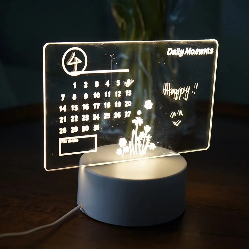 Table Lamp LED Dimmable Acrylic Note Board Compact Design