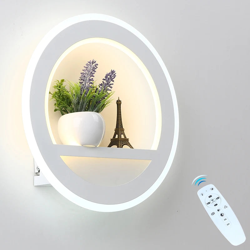 LED Wall Light Dimmable Remote Control Metal Acrylic Fixture