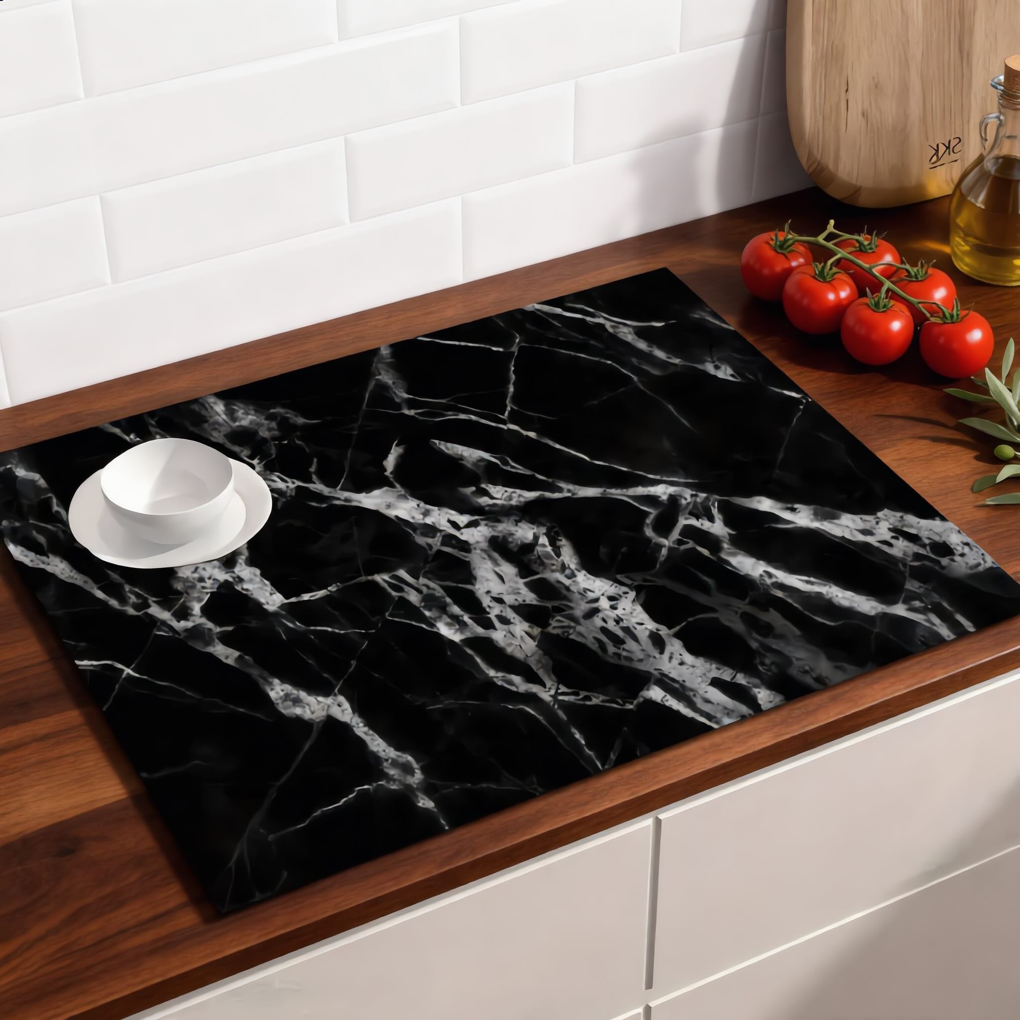 Dish Drying Mat Marble Design Absorbent Fabric Non Slip Kitchen Mat