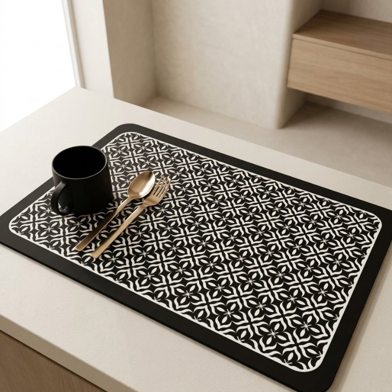 Dish Drying Mat Mandala Pattern Countertop Protector