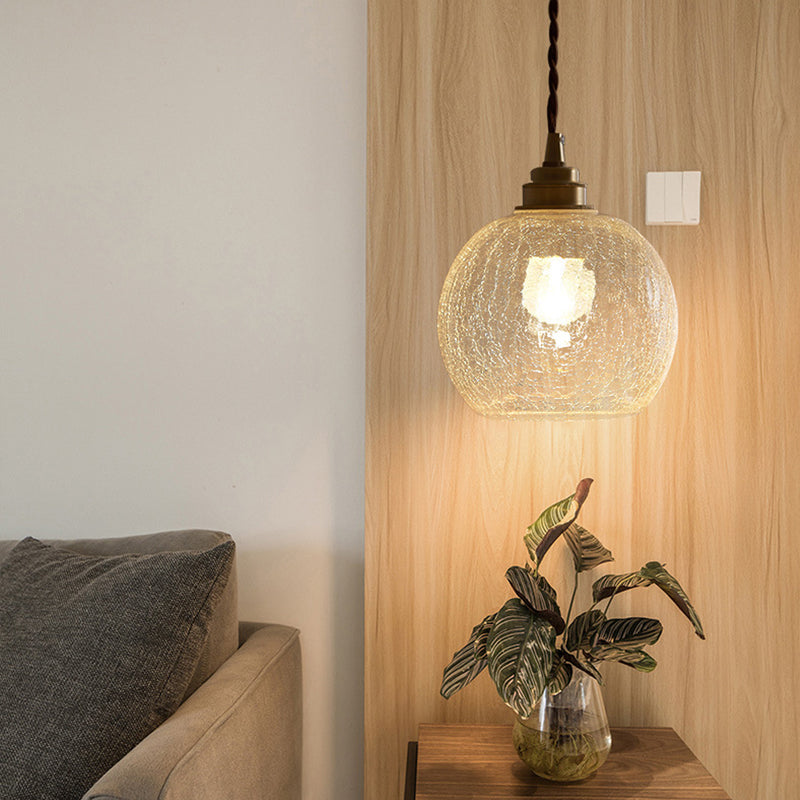 Vintage Copper Glass Globe Pendant Light 1-Light