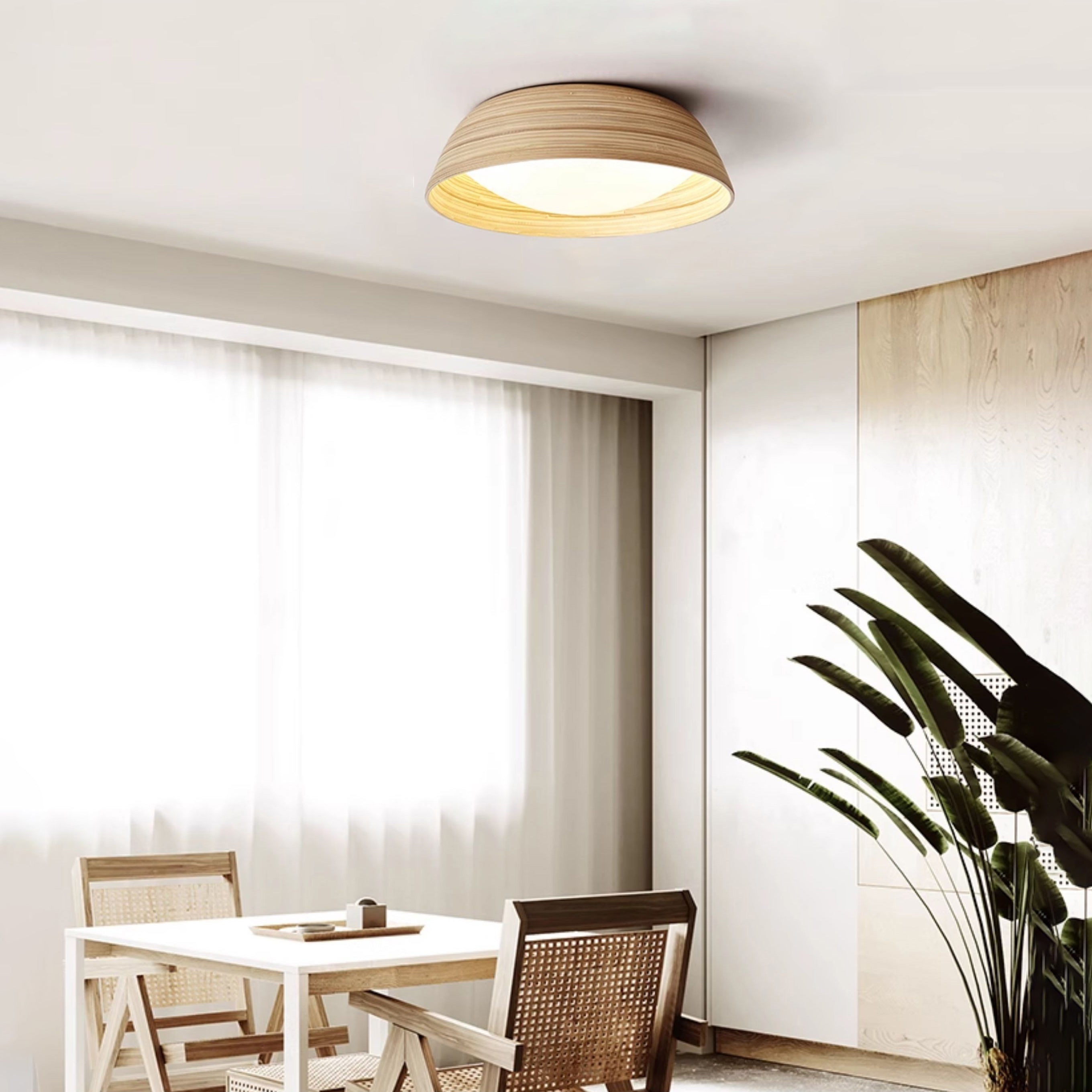Bamboo & Acrylic Flush-Mount Ceiling Light
