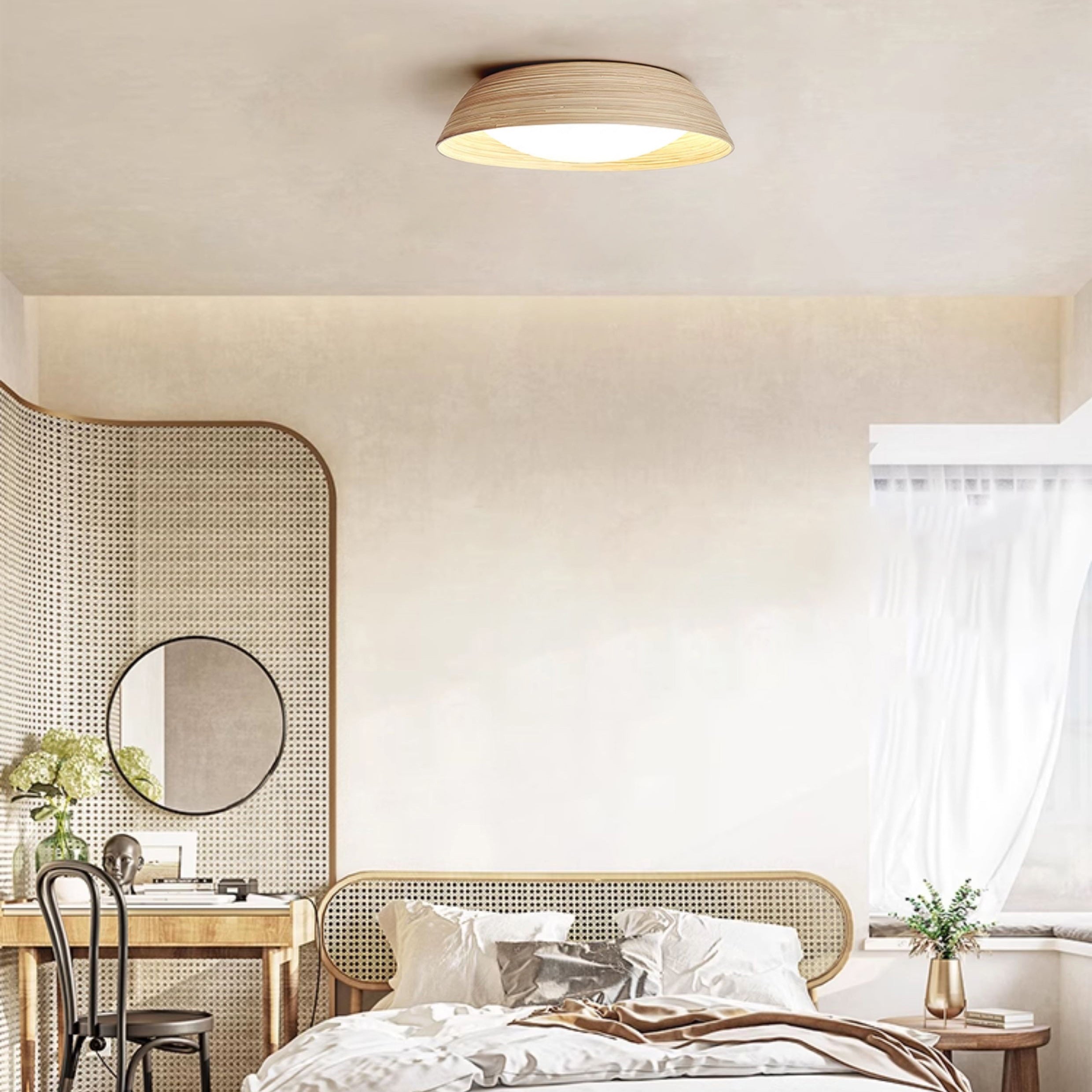 Bamboo & Acrylic Flush-Mount Ceiling Light