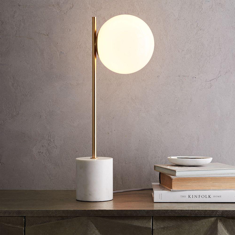 Marble Base White Glass Globe Table Lamp