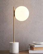 Marble Base White Glass Globe Table Lamp