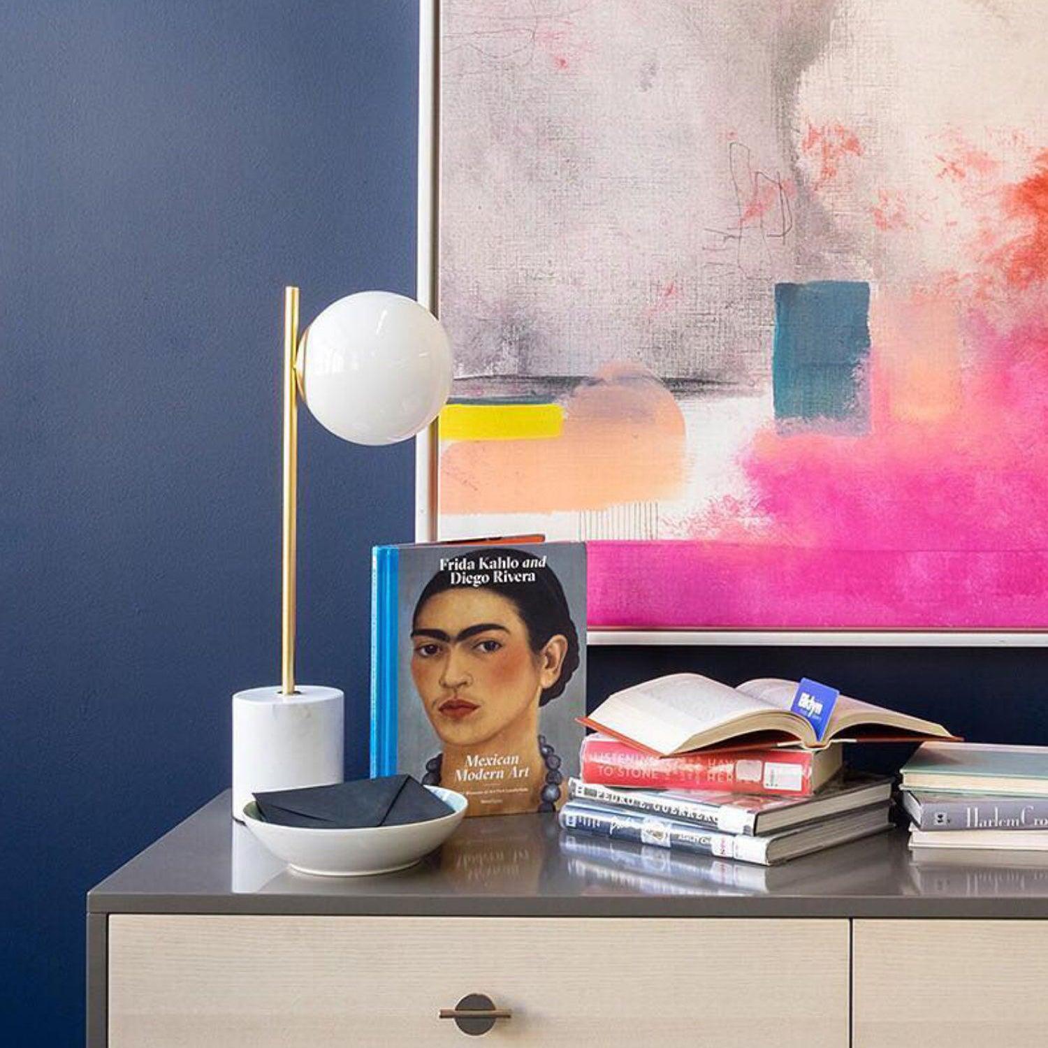 Marble Base White Glass Globe Table Lamp