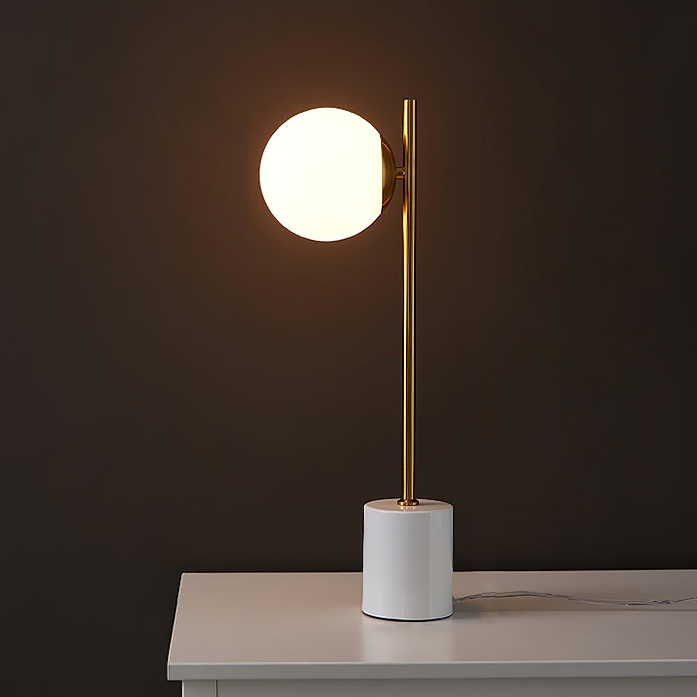 Marble Base White Glass Globe Table Lamp