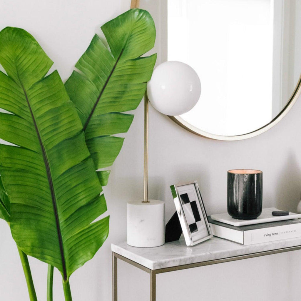 Marble Base White Glass Globe Table Lamp
