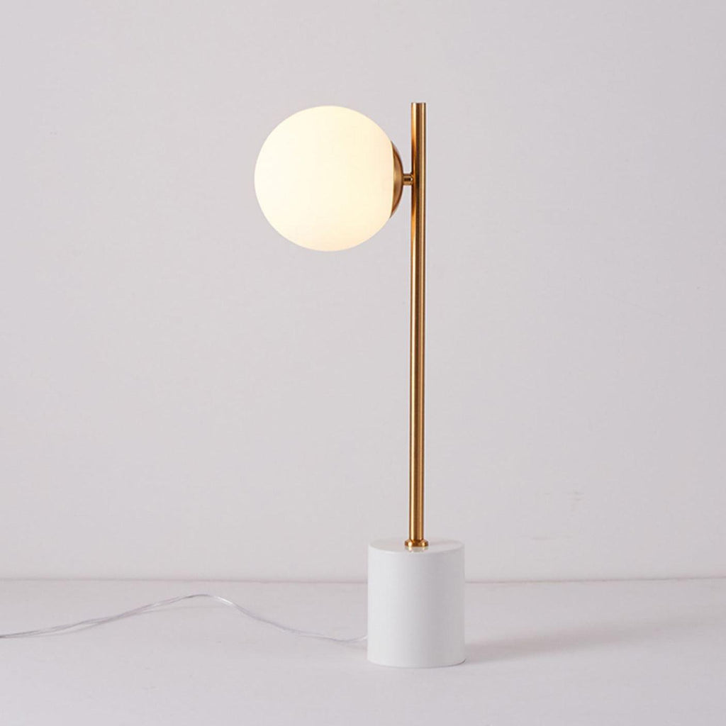 Marble Base White Glass Globe Table Lamp