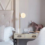 Marble Base White Glass Globe Table Lamp