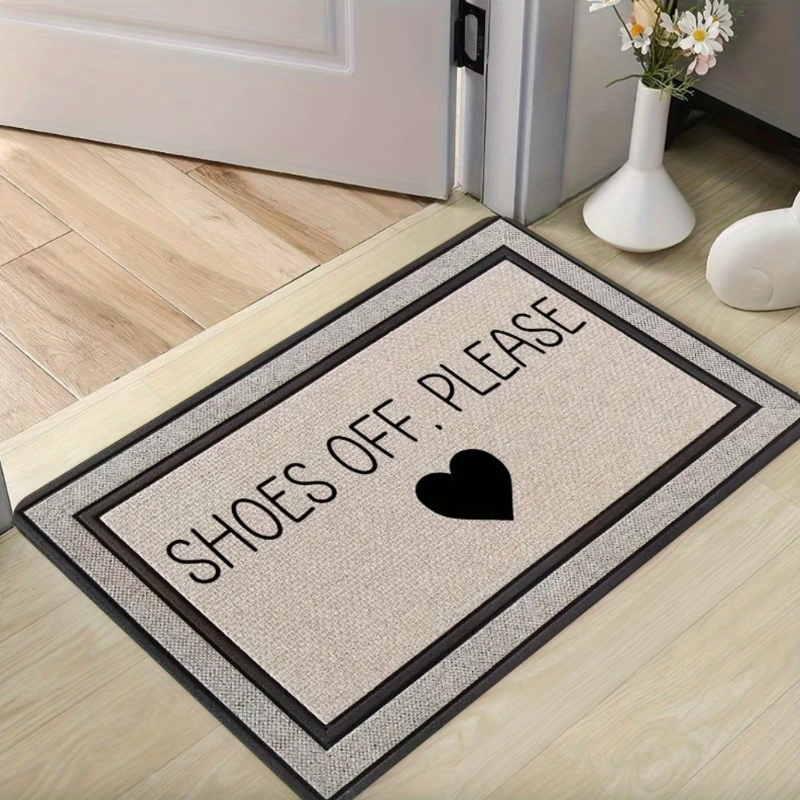 Door Mat Rectangular Polyester Textured Surface Non Slip Backing Indoor Use