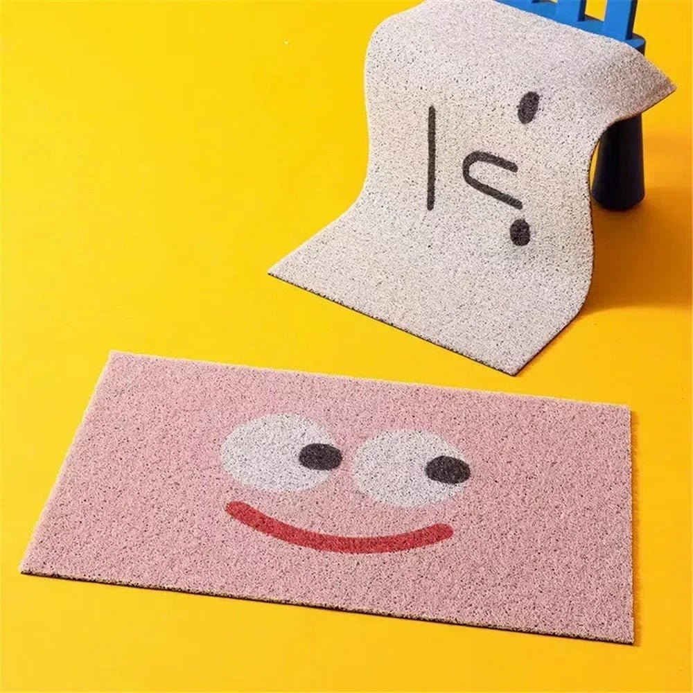 Doormat Polyester Rubber Backed Emoji Design, Fun, Durable Welcome Mat