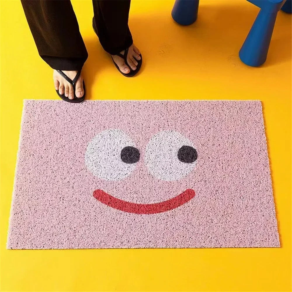 Doormat Polyester Rubber Backed Emoji Design, Fun, Durable Welcome Mat