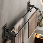 DoubleStand: Towel Holder Bathroom – multifunctional double rod holder, decorative & durable for modern bathrooms