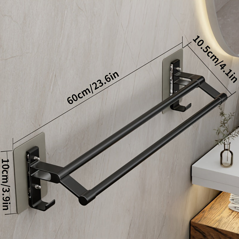 DoubleStand: Towel Holder Bathroom – multifunctional double rod holder, decorative & durable for modern bathrooms